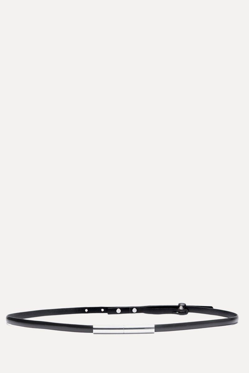 Thin Leather Belt With Metal Piece
