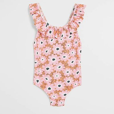 Ruffled Floral Print Swimsuit from Mango