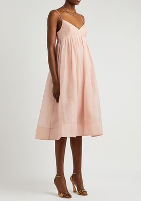 Dancer Pink Linen & Silk-Blend Dress from Zimmermann