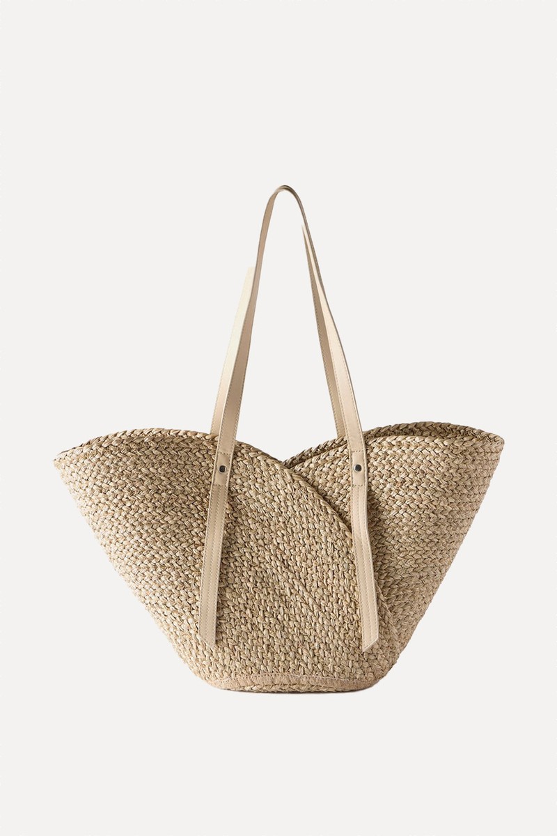 Scallop Leather Trim Straw Bag from MINT VELVET 