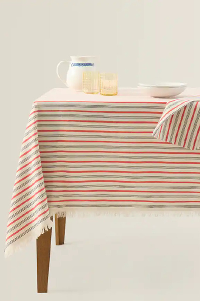 Striped Cotton Jacquard Tablecloth