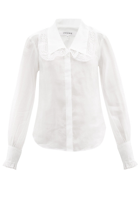 Lace-Trimmed Collar Ramie Blouse  from Frame