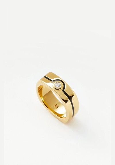 Enamel & Stone Byline Wide Band Ring