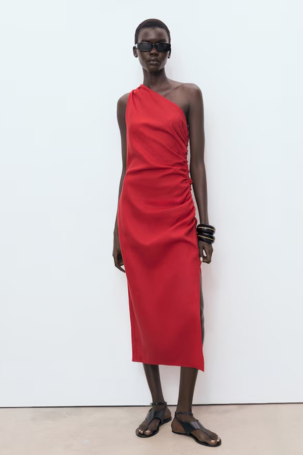 Lyocell Dress With Asymmetrical Neckline from Mango