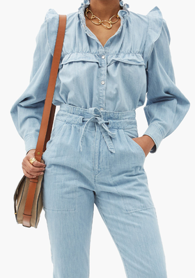Idety Ruffle-Trimmed Denim Blouse from Isabel Marant Étoile 