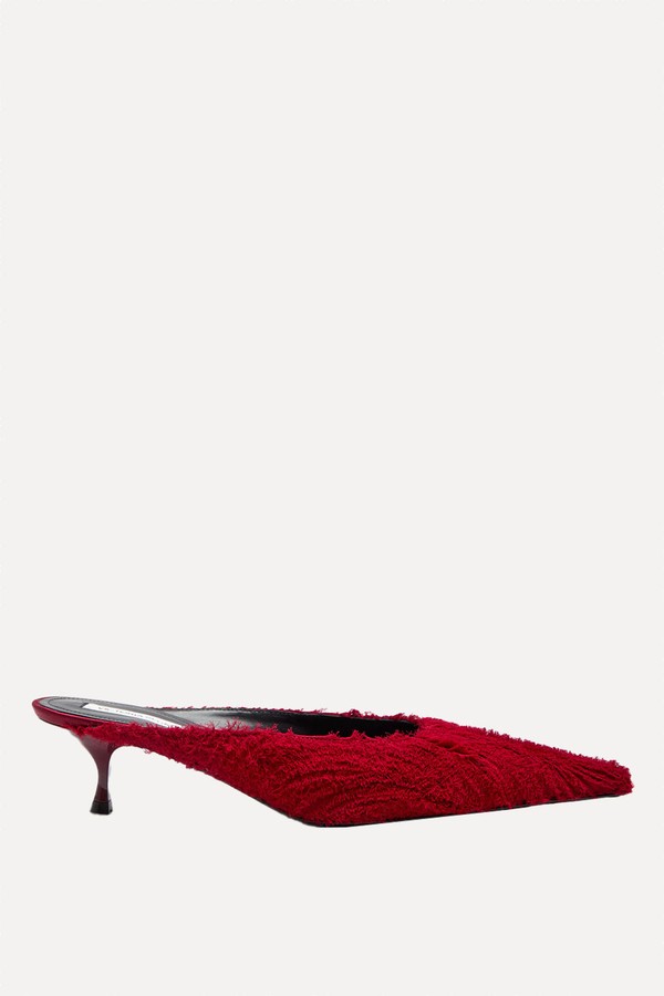 Sloan 45 Fringed Satin Mules from Victoria Beckham