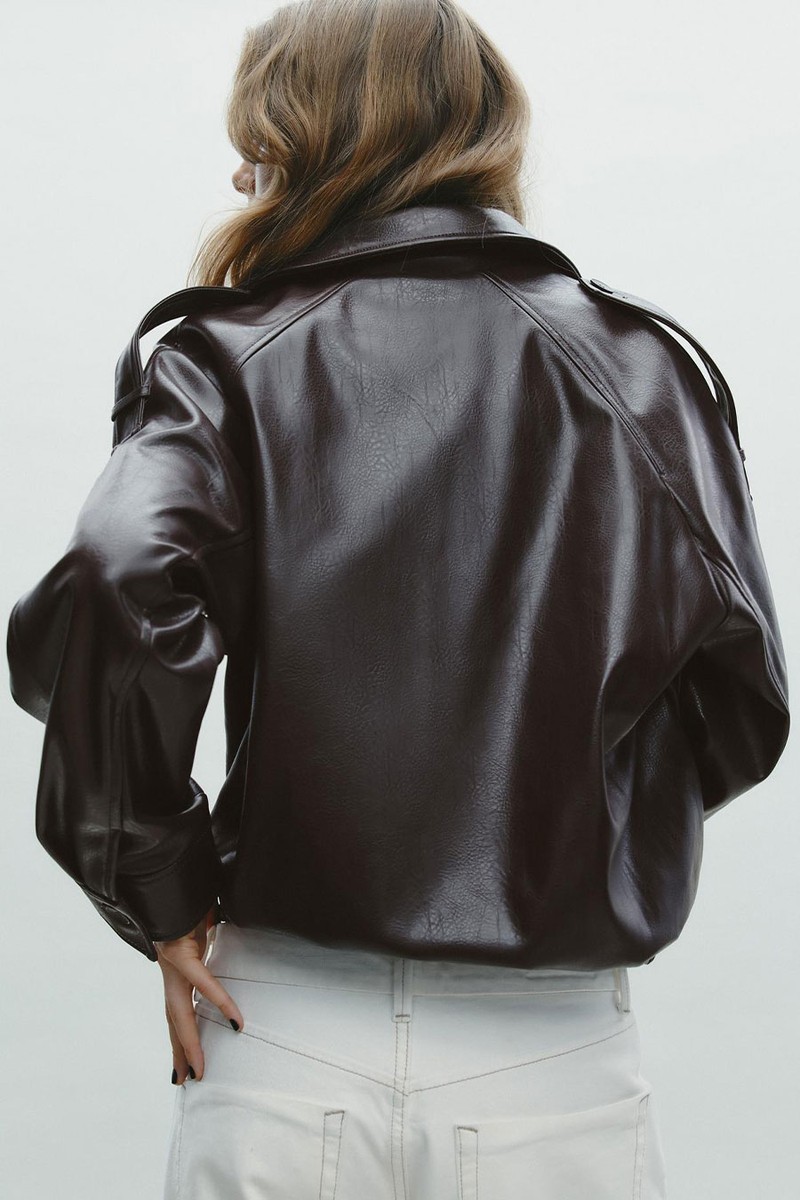 Leather Effect Bomber Jacket
