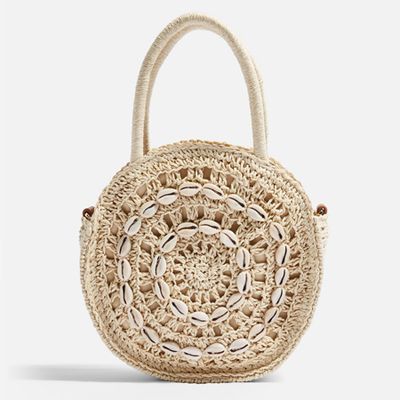 SHELL Straw Round Grab Bag from Topshop