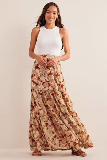 Tiered Metallic Maxi Skirt from Boden