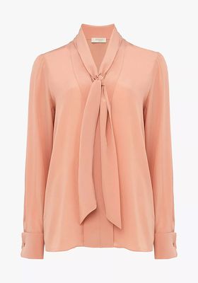 Pearl Tie Neck Silk Blouse from Hobbs