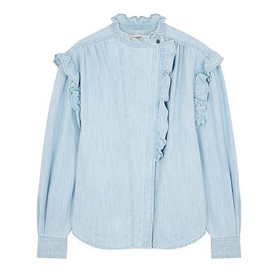 Gossia Ruffle-Trimmed Chambray Blouse from Isabel Marant Étoile