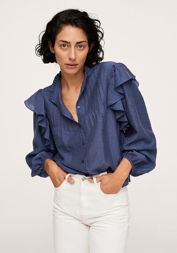 Ruffled Lyocell Blouse from Mango 