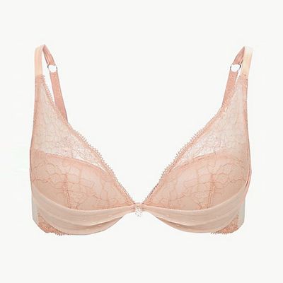 Spot Mesh & Lace Padded Plunge from Marks and Spencer