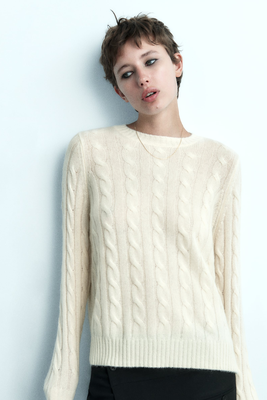 100% Cashmere Cable Knit Sweater from Zara