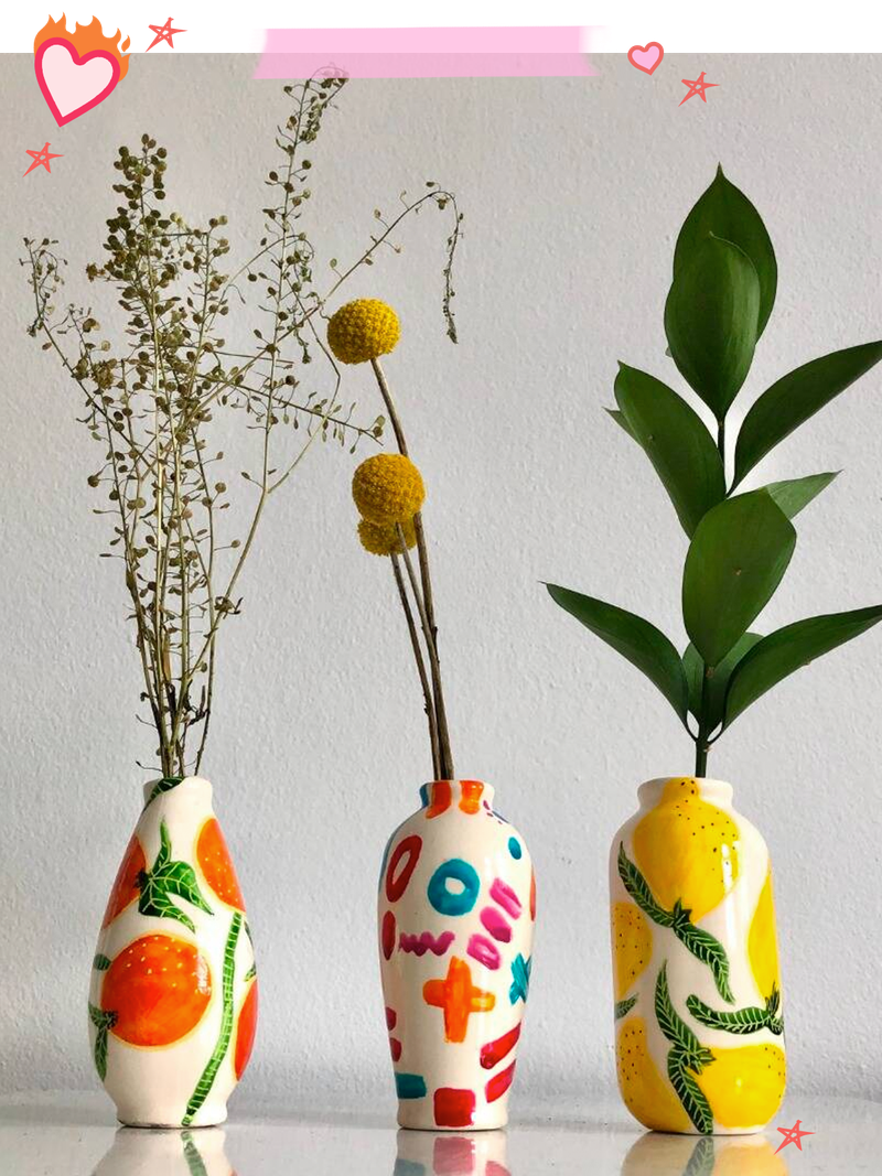 Fruity Hand Painted Stem Vases from Pimp Up Your Plants