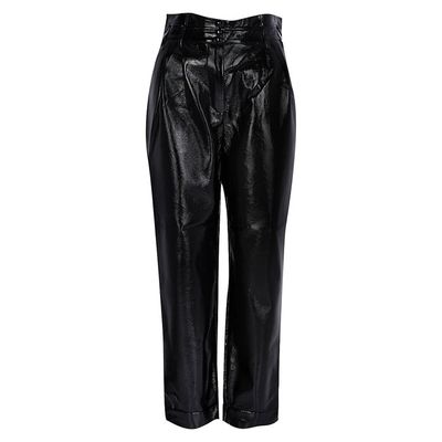 Black Vinyl High Waisted Patent Trousers from River Island