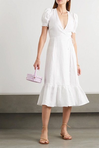 Veronika Linen Wrap Dress from Reformation