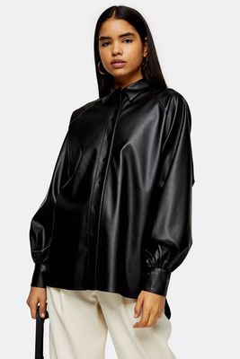 Black Oversized PU Shirt from Topshop