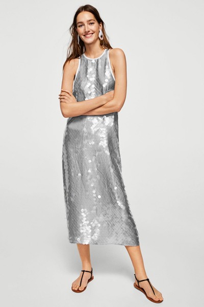 Sequined Halter Neck Dress from Mango