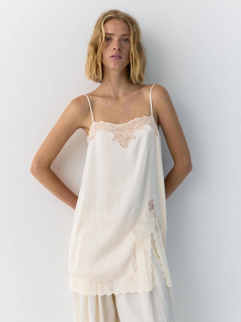 Lace-Trim Camisole Top from Pull&Bear