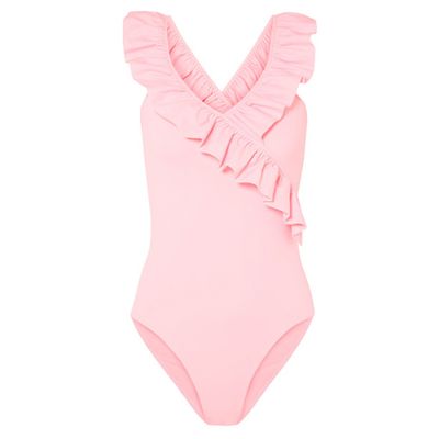 Ruffle-Trimmed Stretch-Jersey Bodysuit from Maje
