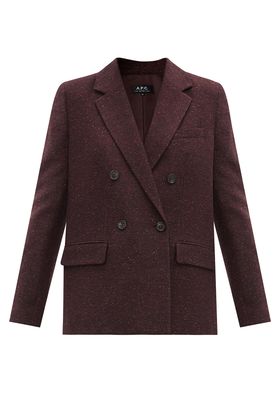 Prune Double-Breasted Wool-Blend Tweed Jacket from A.P.C.