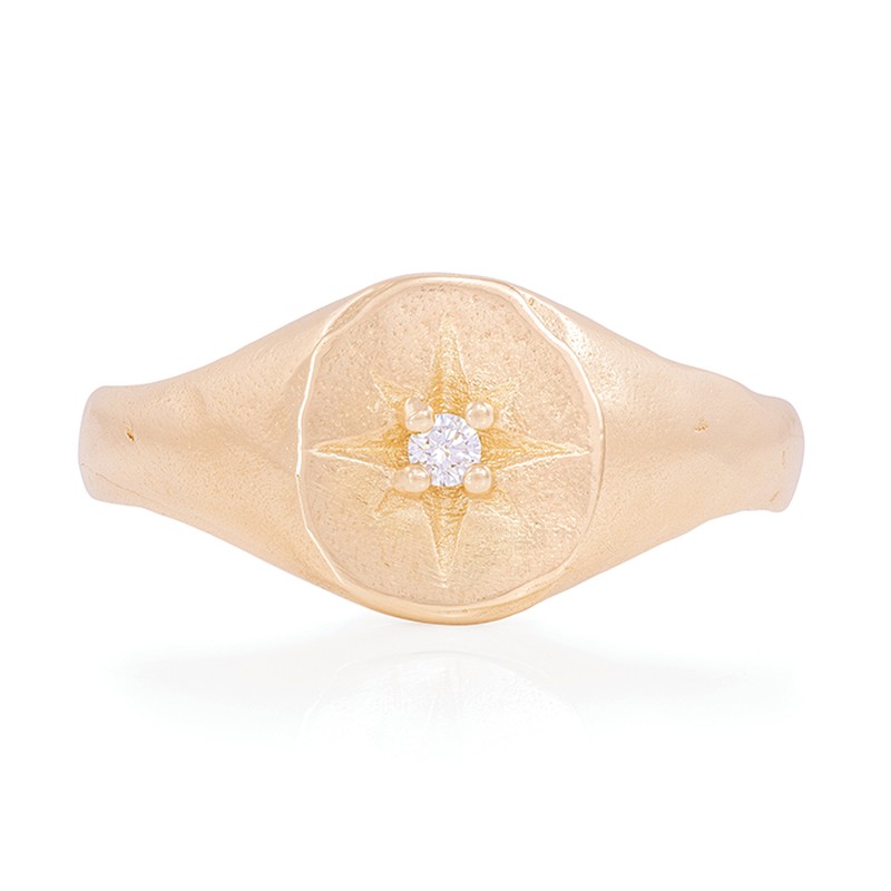 North Star 14k Gold Diamond Original Signet Ring