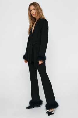 Flared Trousers With Feather Trims from Nasty Gal