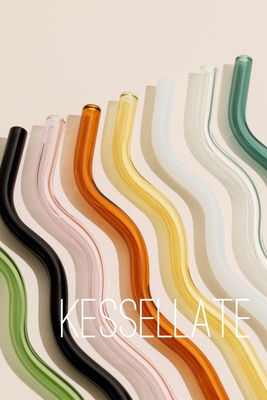 Reusable Glass Straw Colorful Wavy Glass Straw from KESSELLATE