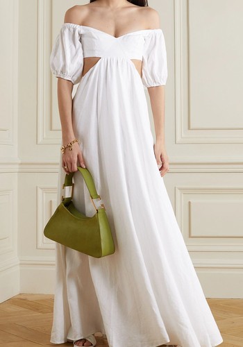 Coliseum Off-The-Shoulder Cutout Linen Maxi Dress from Staud