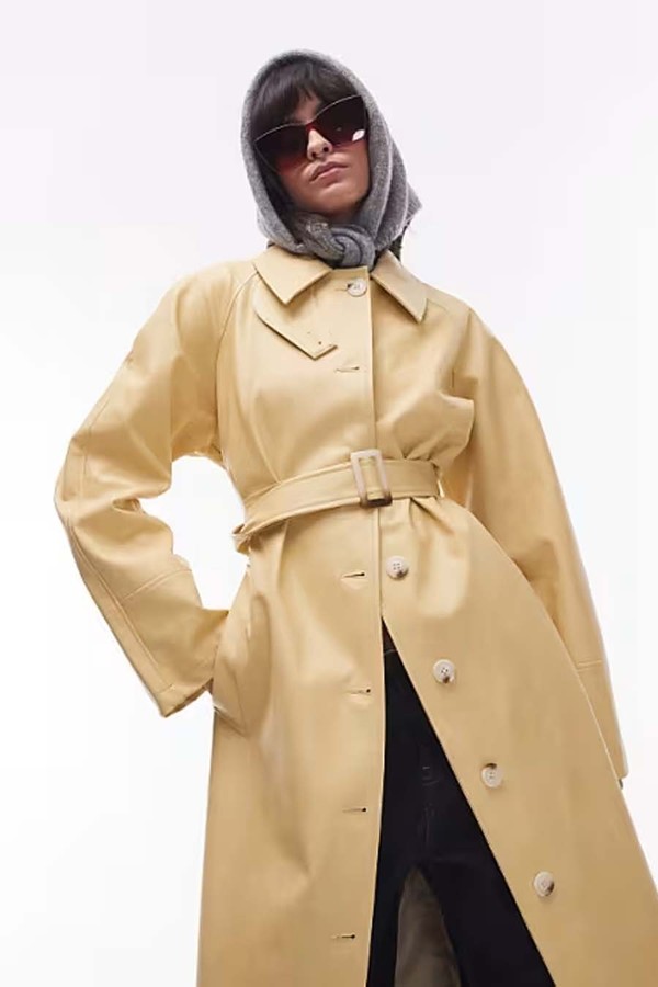 Oversized Faux Leather Trench Coat from Topshop