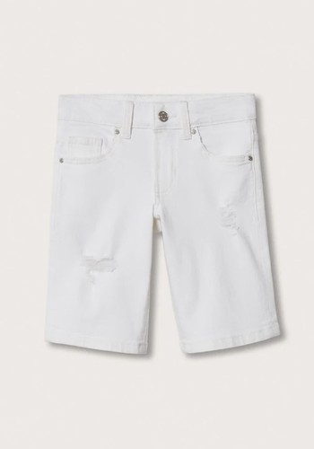 Ripped-Detail Denim Bermuda Shorts from Mango