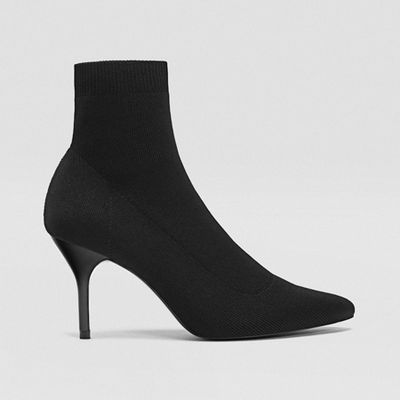 Black Fabric Stiletto Heel Ankle Boots from Stradivarius