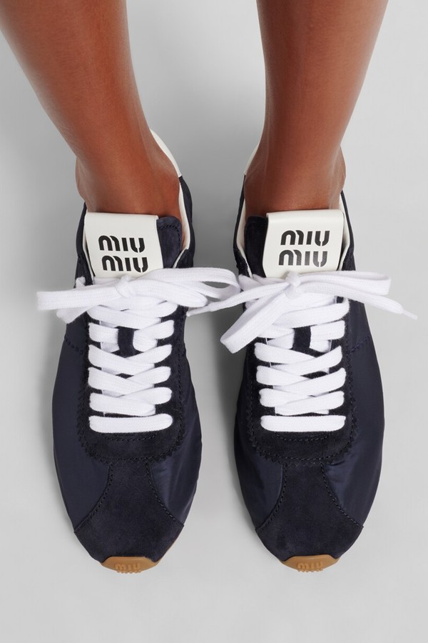 Plume Suede-Trimmed Sneakers from Miu Miu