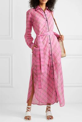 Checked Cotton And Silk-Blend Midi Dress from VIictoria Beckham