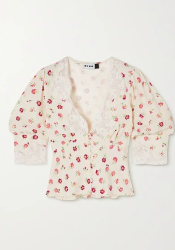 Amanda Cropped Lace-Trimmed Floral-Print Blouse from Rixo