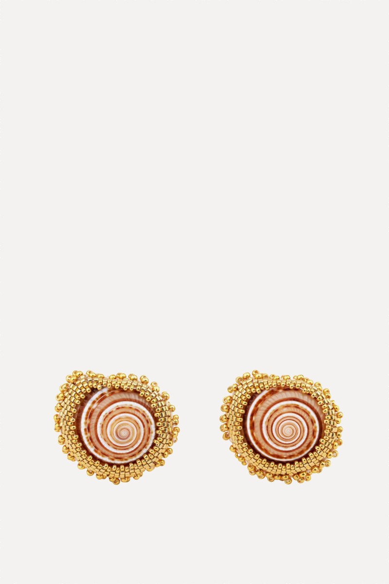 La Mer Shells & Gold Beads Unique Earrings from Oana Savu Creations