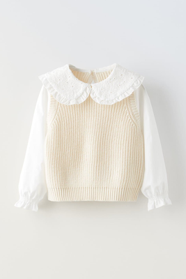 Matching Poplin Knit Sweater