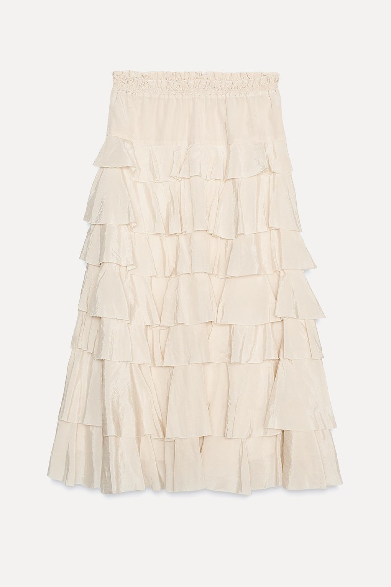 Midi Skirt With Ruffles