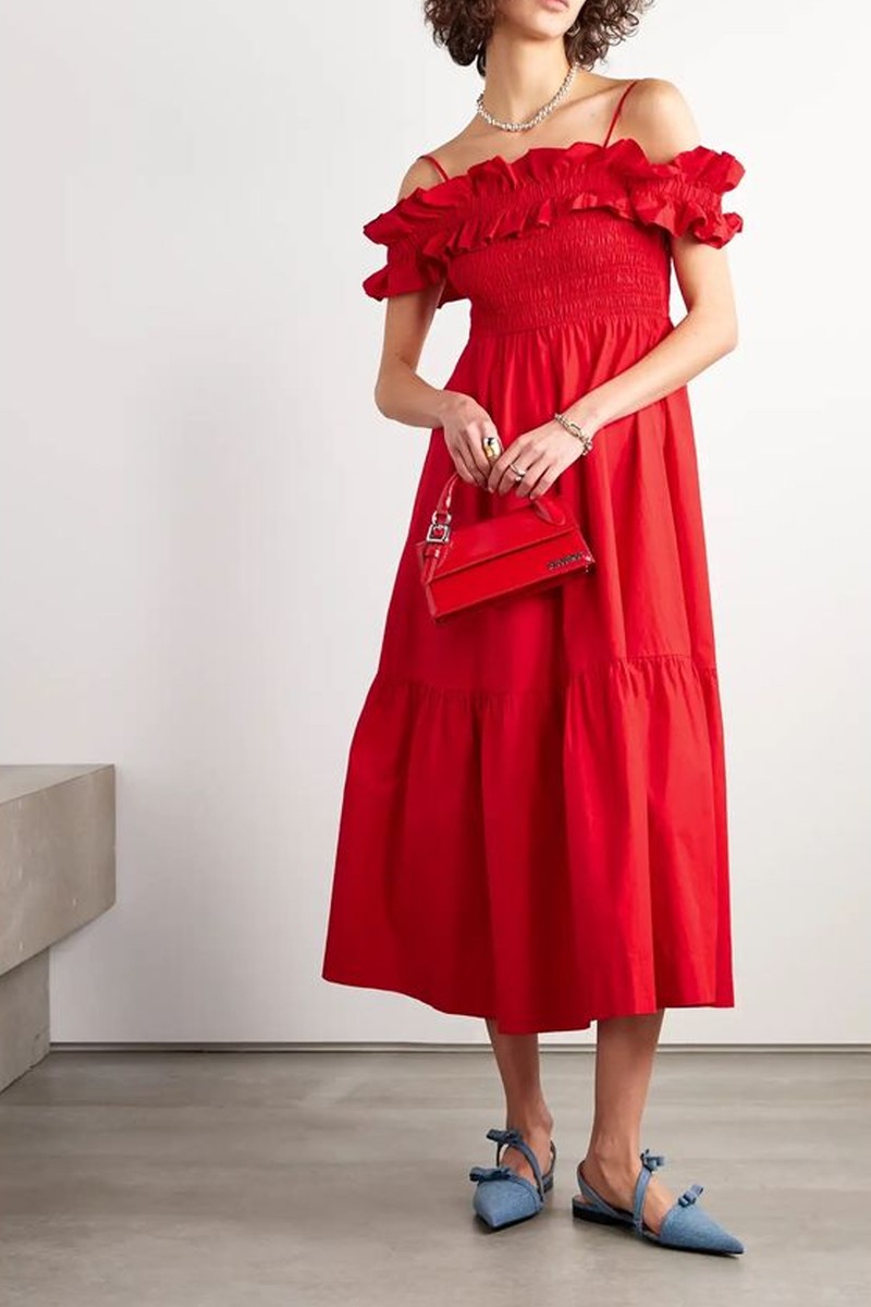Cold-Shoulder Midi Dress from Ganni