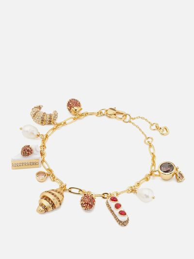 New York Croissant Gold-Tone Charm Bracelet