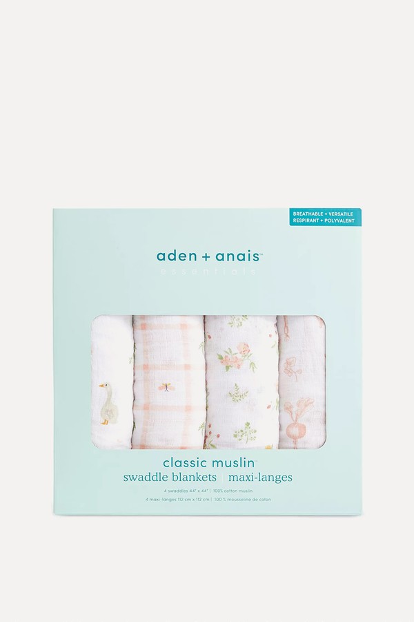 Classic Set Of Four Cotton-Muslin Swaddle Blankets from Aden + Anais