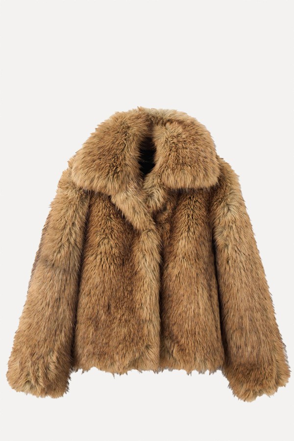 Faux-Fur Jacket With Lapels from Mango