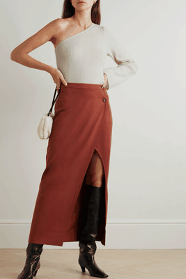 Santo One-Shoulder Ribbed Cashmere Sweater from Reformation