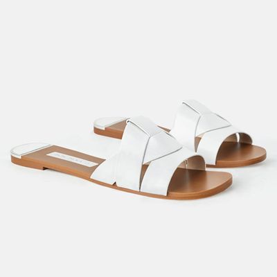 Animal Print Leather Flat Sandals from Zara
