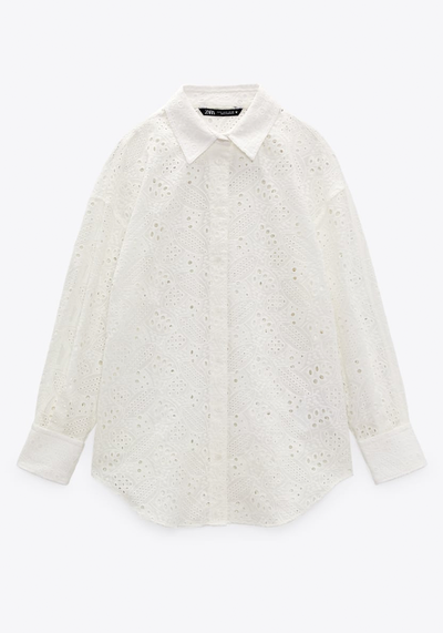 Oversize Shirt With Cutwork Embroidery