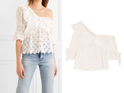 One-Shoulder Broderie Anglaise Poplin Blouse from Self Portrait