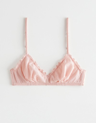 Texture Ruffle Trim Soft Bra