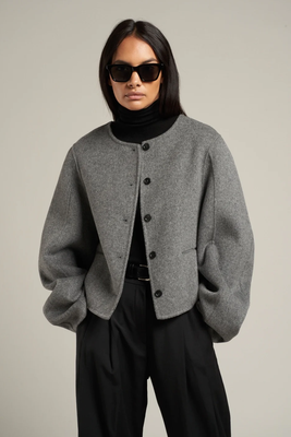 Esme Wool Collarless Cropped Jacket from Marcéla London