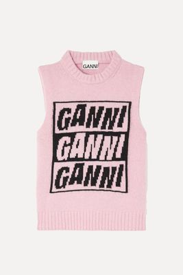 Intarsia Recycled Wool-Blend Tank from Ganni